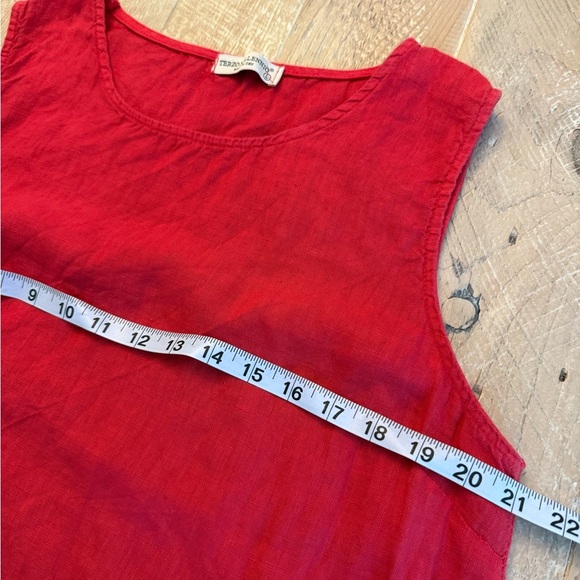 Terzo Millennio Red Linen Sleeveless Dress Size Large Midi Maxi - Picture 2 of 6